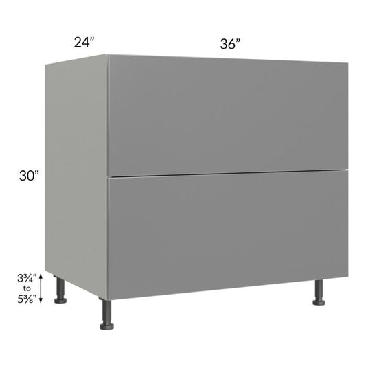 RTA Milan Grey Gloss 36" 2-Drawer Base Cabinet