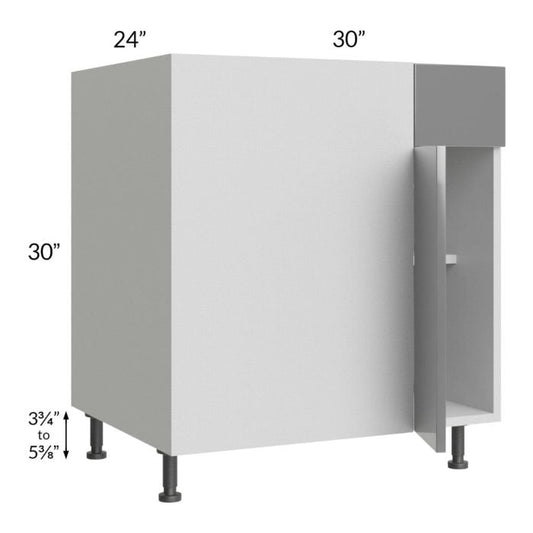 RTA Milan Grey Gloss 36" - 39" Blind Base Corner Cabinet-Left-Hinged Door on Right with 1 Finished Side