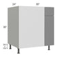 RTA Milan Grey Gloss 36" - 39" Blind Base Corner Cabinet-Left-Hinged Door on Right with 2 Finished Sides