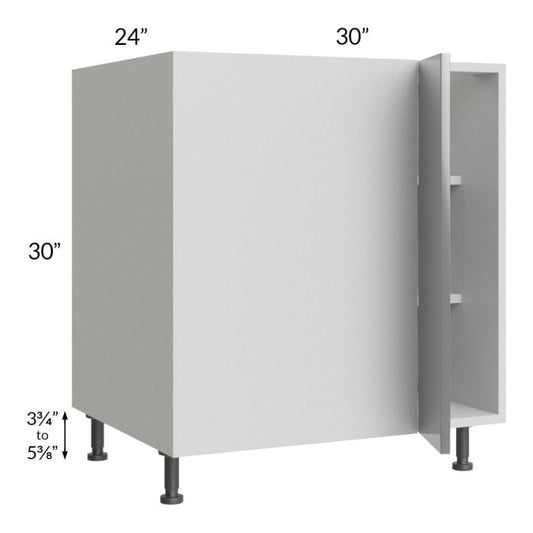 RTA Milan Grey Gloss 36" - 39" Full Height Door Blind Base Corner Cabinet-Left-Hinged Door on Right with 1 Finished Side