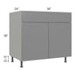 RTA Milan Grey Gloss 36" Base Cabinet with 1 Roll Out Tray