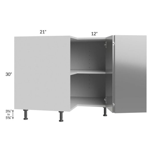 RTA Milan Grey Gloss 36" Easy Reach Corner Cabinet-Left Hinged with 1 Finished Side