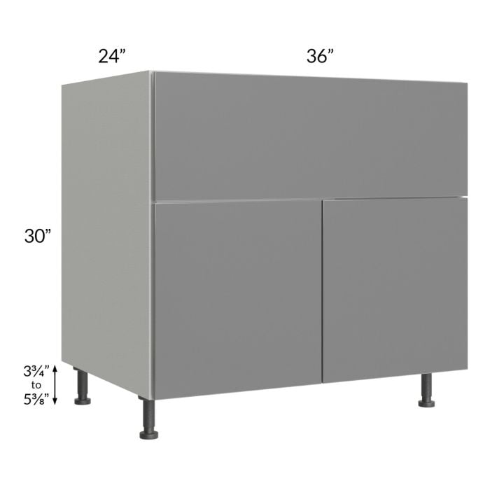 RTA Milan Grey Gloss 36" Farm Sink Base Cabinet with 1 Finished Side
