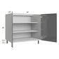 RTA Milan Grey Gloss 36" Full Height Door Base Cabinet with 1 Finished Side and 2 Roll Out Trays