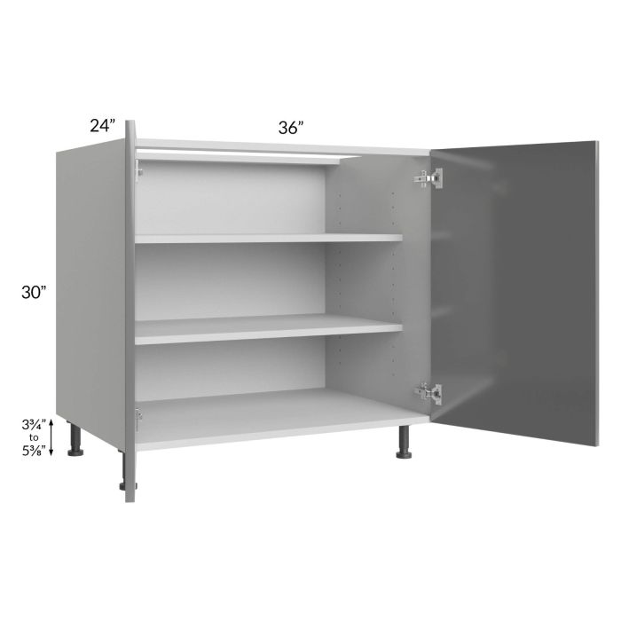 RTA Milan Grey Gloss 36" Full Height Door Base Cabinet