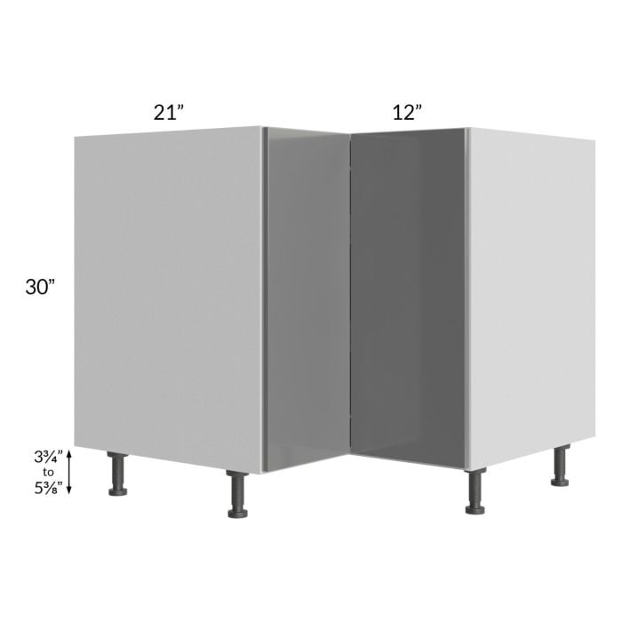 RTA Milan Grey Gloss 36" Lazy Susan Base Cabinet-Right Hinged with 2 Finished Sides