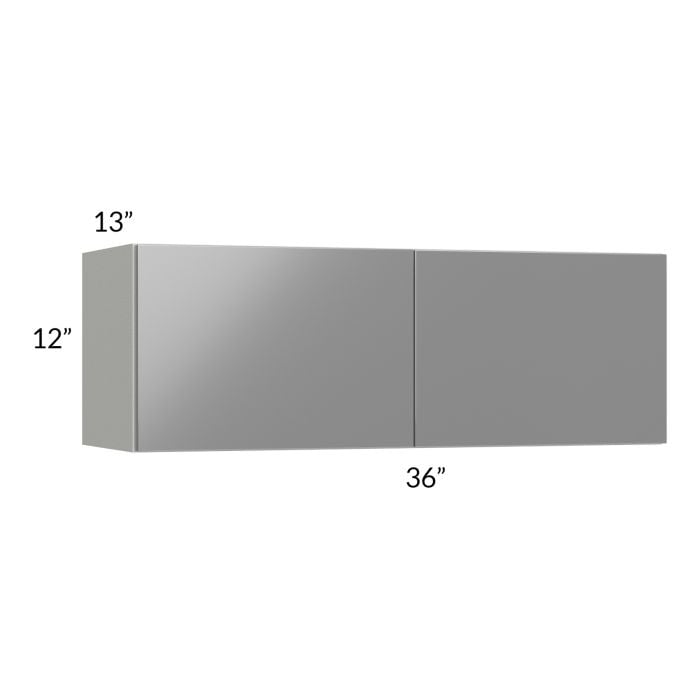 RTA Milan Grey Gloss 36" x 12" Wall Cabinet with 1 Finished Side