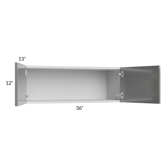 RTA Milan Grey Gloss 36" x 12" Wall Cabinet with 1 Finished Side