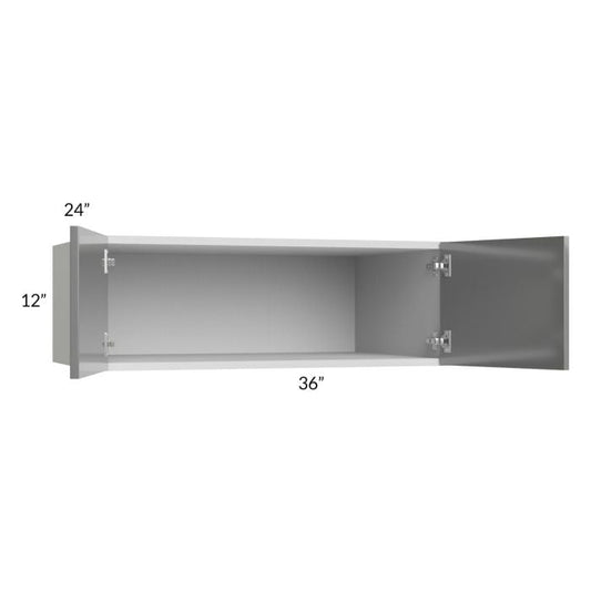 RTA Milan Grey Gloss 36" x 12" x 24" Wall Cabinet with 1 Finished Side