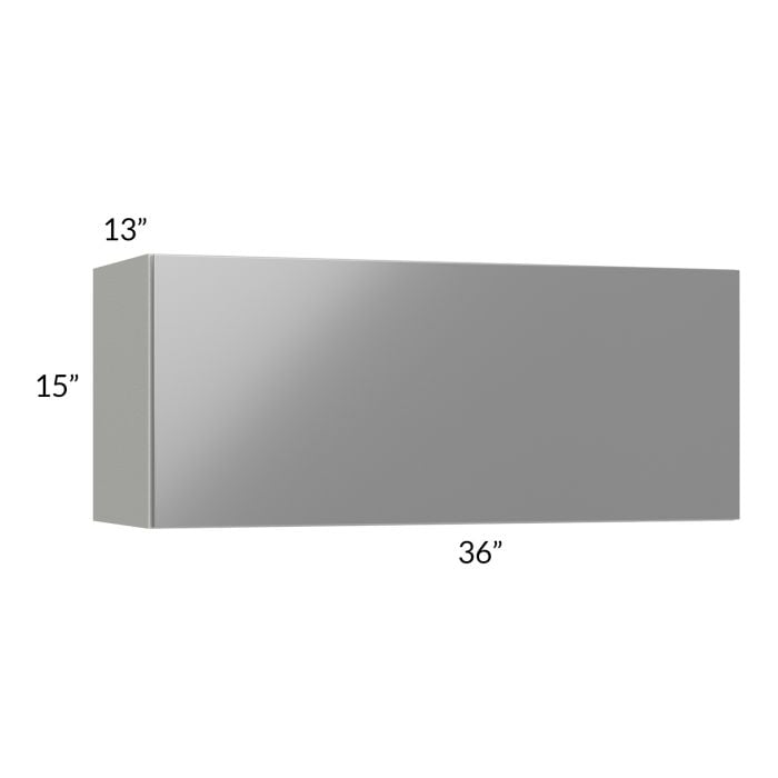 RTA Milan Grey Gloss 36" x 15" Lift-Up Door Wall Cabinet with 1 Finished Side