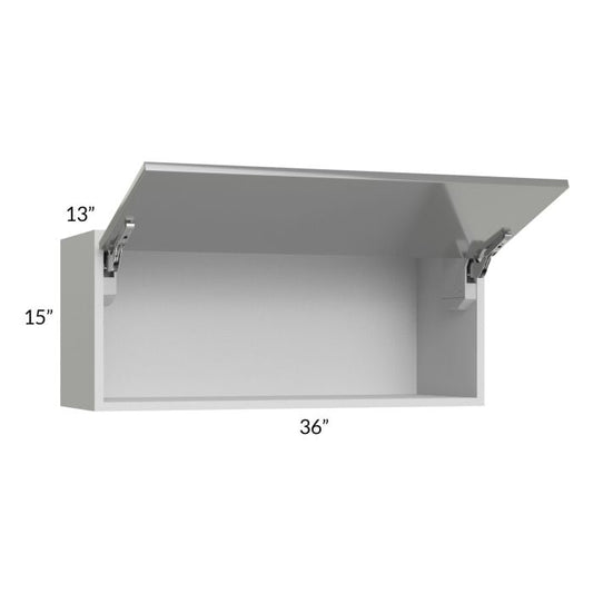 RTA Milan Grey Gloss 36" x 15" Lift-Up Door Wall Cabinet with 2 Finished Sides
