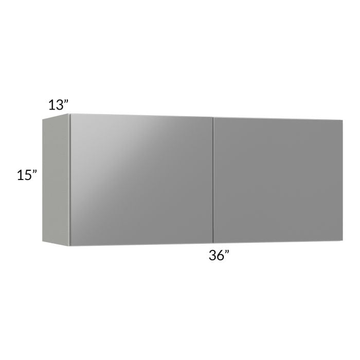 RTA Milan Grey Gloss 36" x 15" Wall Cabinet with 1 Finished Side