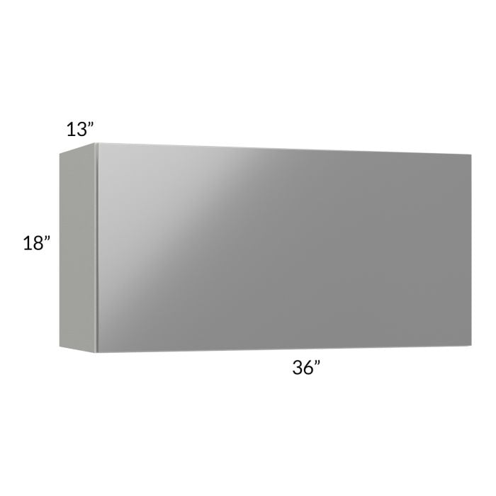 RTA Milan Grey Gloss 36" x 18" Lift-Up Door Wall Cabinet with 1 Finished Side