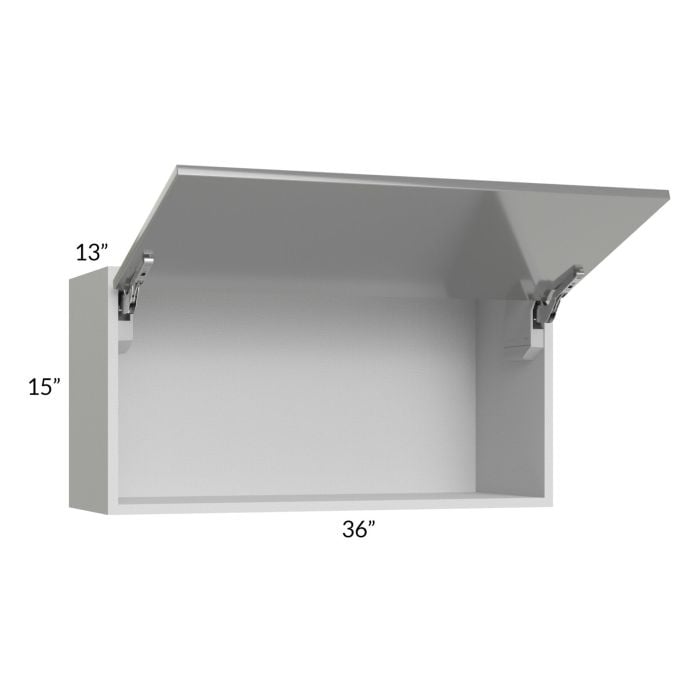 RTA Milan Grey Gloss 36" x 18" Lift-Up Door Wall Cabinet with 2 Finished Sides