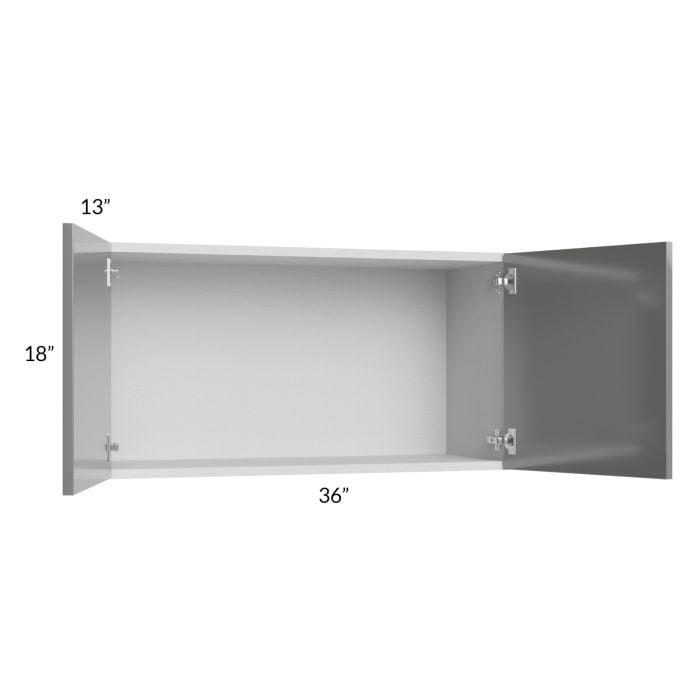 RTA Milan Grey Gloss 36" x 18" Wall Cabinet with 2 Finished Sides