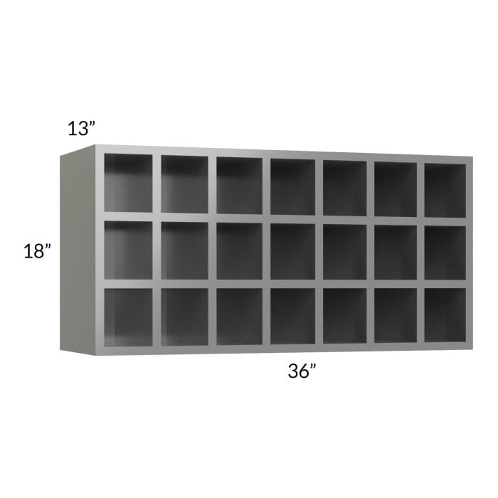 RTA Milan Grey Gloss 36" x 18" Wine Rack Cabinet with 1 Finished Side