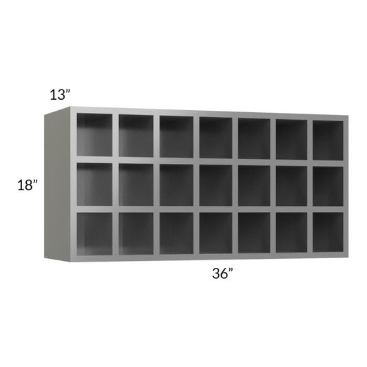 RTA Milan Grey Gloss 36" x 18" Wine Rack Cabinet with 2 Finished Sides