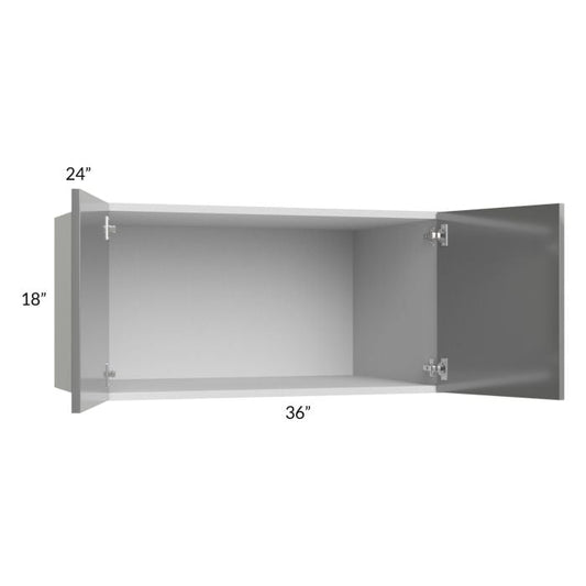 RTA Milan Grey Gloss 36" x 18" x 24" Wall Cabinet with 2 Finished Sides