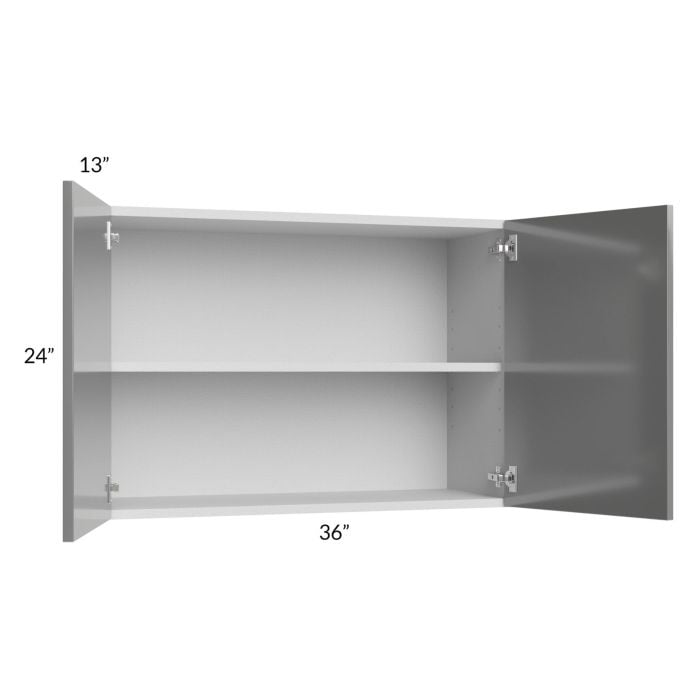 RTA Milan Grey Gloss 36" x 24" Wall Cabinet with 2 Finished Sides
