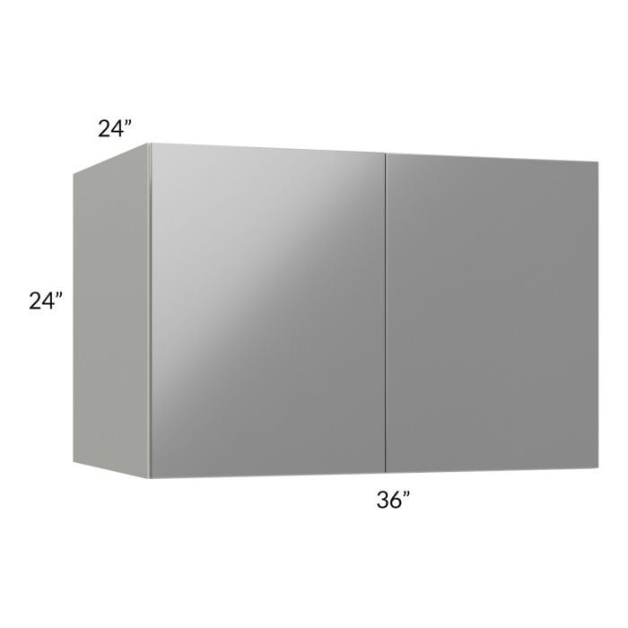 RTA Milan Grey Gloss 36" x 24" x 24" Wall Cabinet with 1 Finished Side