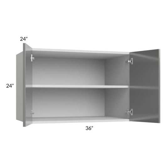 RTA Milan Grey Gloss 36" x 24" x 24" Wall Cabinet with 2 Finished Sides