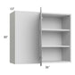 RTA Milan Grey Gloss 36" x 30" Blind Corner Wall Cabinet-Left-Hinged Door on Right