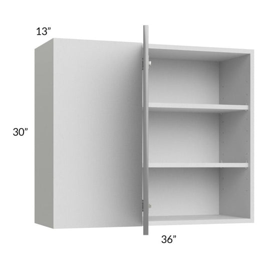 RTA Milan Grey Gloss 36" x 30" Blind Corner Wall Cabinet-Left-Hinged Door on Right