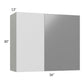 RTA Milan Grey Gloss 36" x 30" Blind Corner Wall Cabinet-Right-Hinged Door on Left with 1 Finished Side
