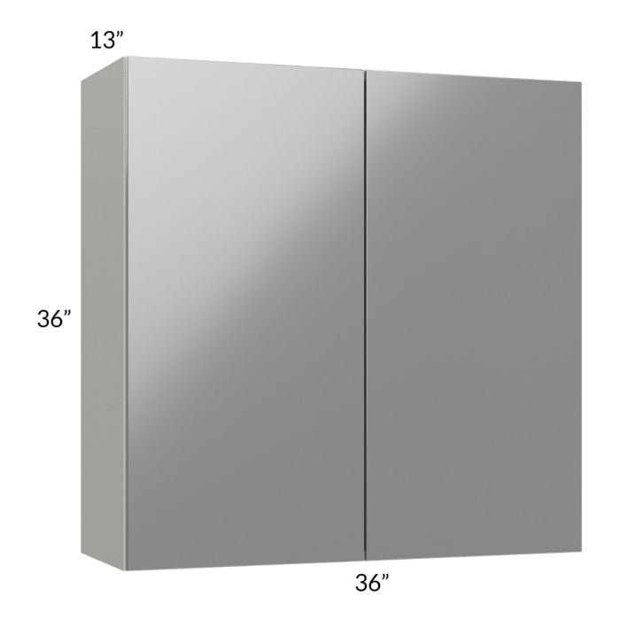 RTA Milan Grey Gloss 36" x 36" Wall Cabinet with 1 Finished Side