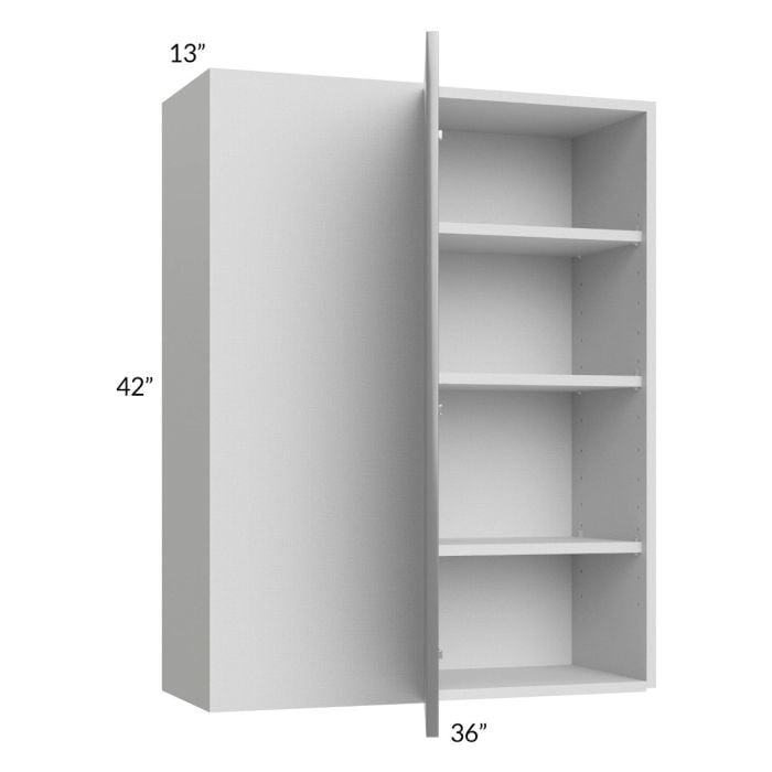 RTA Milan Grey Gloss 36" x 42" Blind Corner Wall Cabinet-Left-Hinged Door on Right