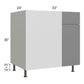 RTA Milan Grey Gloss 39" - 42" Blind Base Corner Cabinet-Left-Hinged Door on Right with 2 Finished Sides