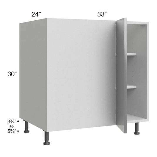 RTA Milan Grey Gloss 39" - 42" Full Height Door Blind Base Corner Cabinet-Left-Hinged Door on Right with 1 Finished Side