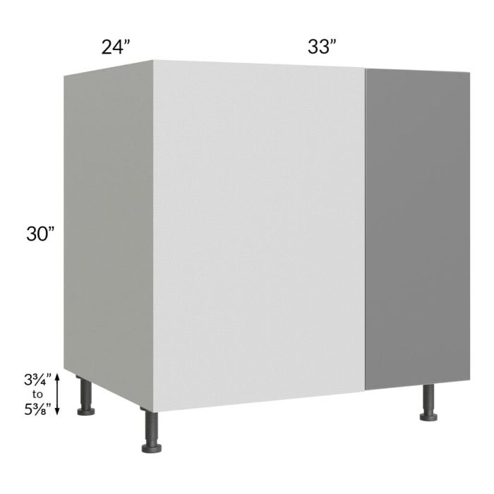 RTA Milan Grey Gloss 39" - 42" Full Height Door Blind Base Corner Cabinet-Right-Hinged Door on Left with 2 Finished Sides