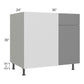 RTA Milan Grey Gloss 42" - 45" Blind Base Corner Cabinet-Left-Hinged Door on Right with 2 Finished Sides