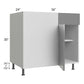 RTA Milan Grey Gloss 42" - 45" Blind Base Corner Cabinet-Left-Hinged Door on Right