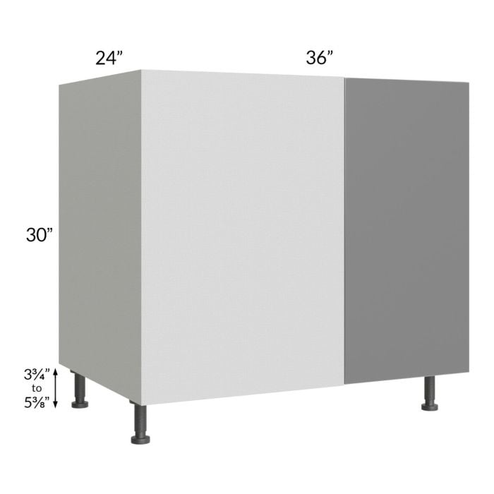 RTA Milan Grey Gloss 42" - 45" Full Height Door Blind Base Corner Cabinet-Right-Hinged Door on Left