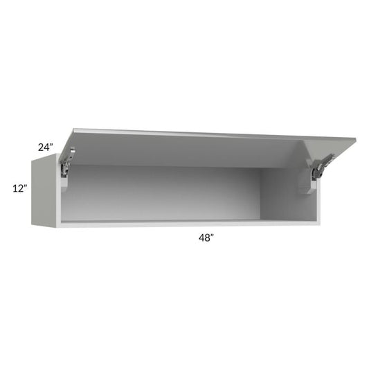 RTA Milan Grey Gloss 48" x 12" x 24" Lift-Up Door Wall Cabinet with 1 Finished Side
