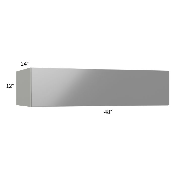 RTA Milan Grey Gloss 48" x 12" x 24" Lift-Up Door Wall Cabinet with 2 Finished Sides
