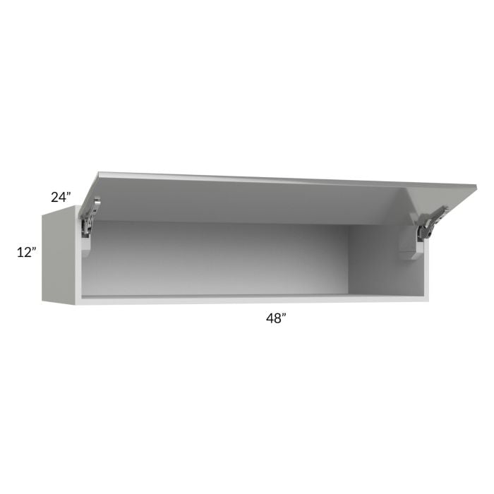 RTA Milan Grey Gloss 48" x 12" x 24" Lift-Up Door Wall Cabinet with 2 Finished Sides