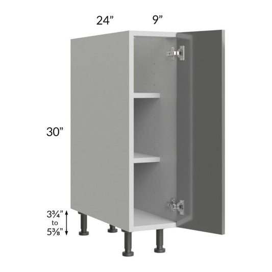RTA Milan Grey Gloss 9" Full Height Door Base Cabinet-Right Hinged with Spice Pull-Out