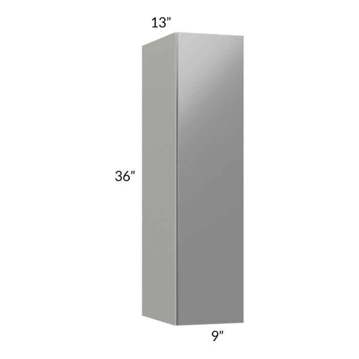 RTA Milan Grey Gloss 9" x 36" Wall Cabinet-Right Hinged with 1 Finished Side