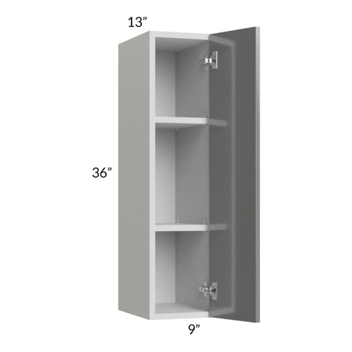 RTA Milan Grey Gloss 9" x 36" Wall Cabinet-Right Hinged with 1 Finished Side