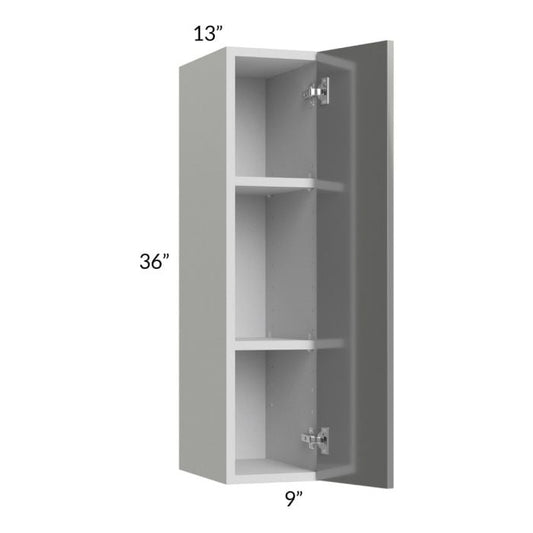 RTA Milan Grey Gloss 9" x 36" Wall Cabinet-Right Hinged with 1 Finished Side