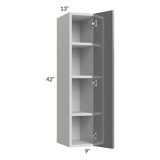RTA Milan Grey Gloss 9" x 42" Wall Cabinet-Right Hinged