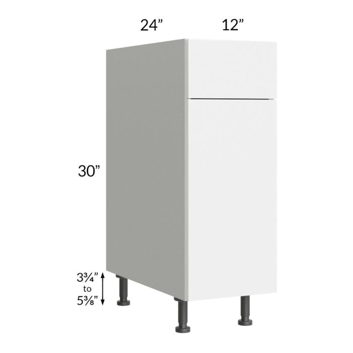 RTA Milan White Gloss 12" Base Cabinet-Left Hinged