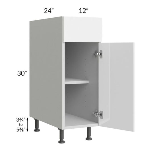 RTA Milan White Gloss 12" Base Cabinet-Right Hinged