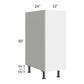 RTA Milan White Gloss 12" Full Height Door Base Cabinet-Left Hinged with 2 Finished Sides and Spice Pull-Out