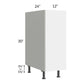 RTA Milan White Gloss 12" Full Height Door Base Cabinet-Right Hinged