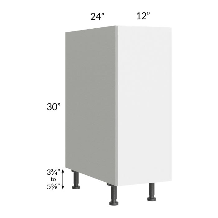 RTA Milan White Gloss 12" Full Height Door Base Cabinet-Right Hinged