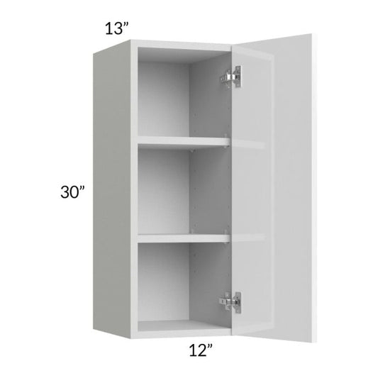 RTA Milan White Gloss 12" x 30" Wall Cabinet-Left Hinged with 2 Finished Sides